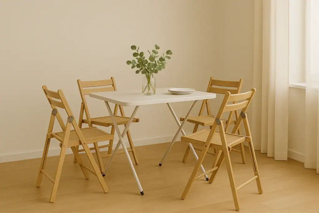 foldable chairs and lightweight table for small dining area ideas for beginners