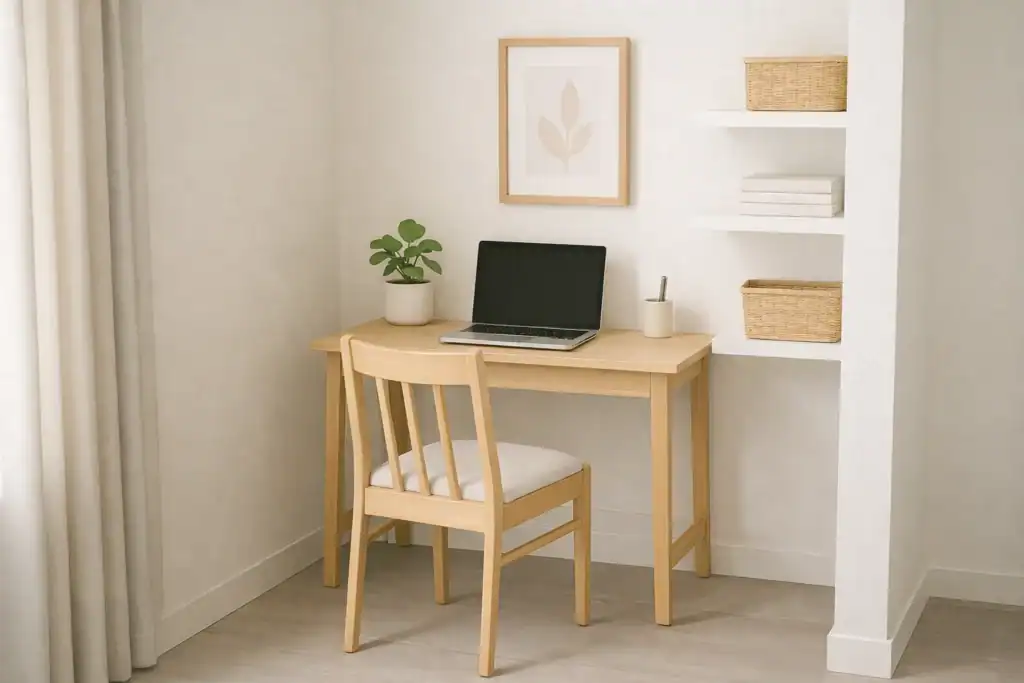 compact home office corner in a small apartment