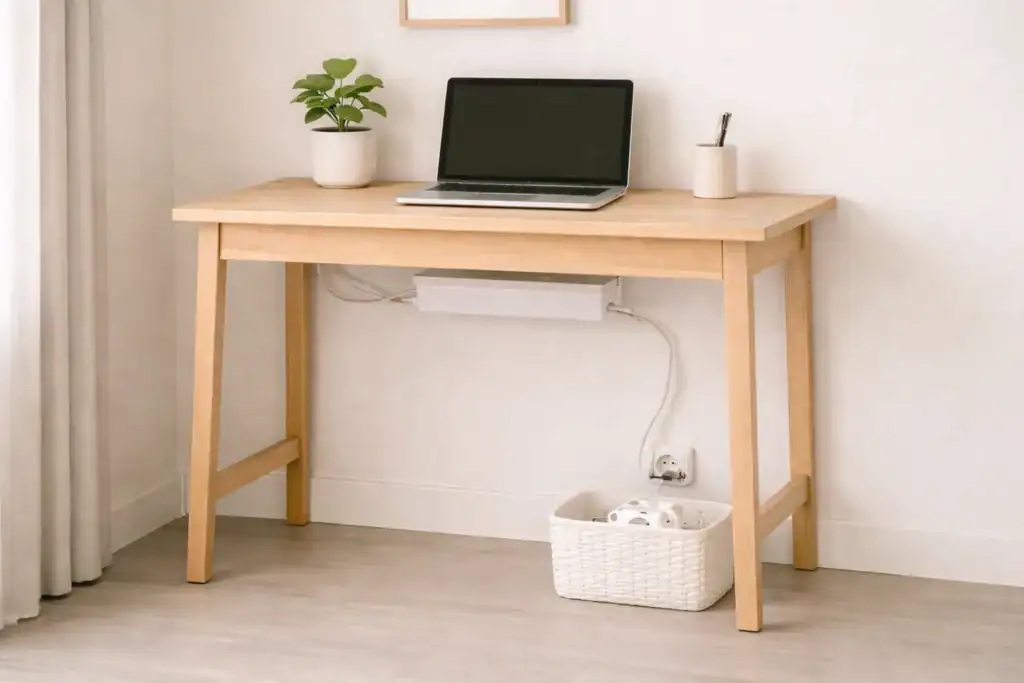 simple cable management in a small home office setup