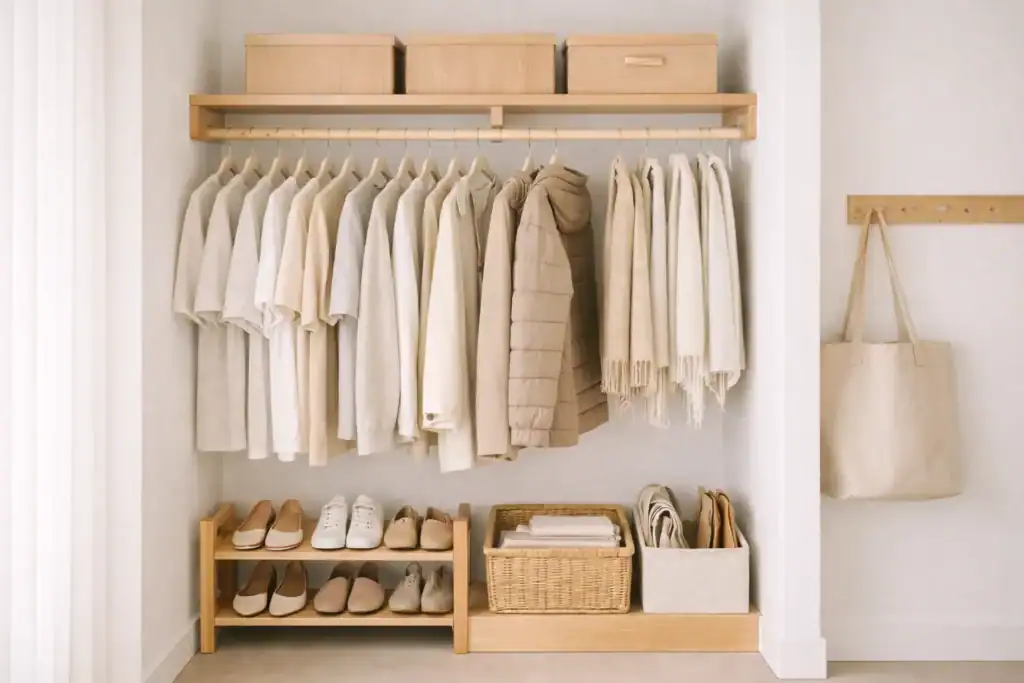 small closet organization ideas for beginners in a compact apartment