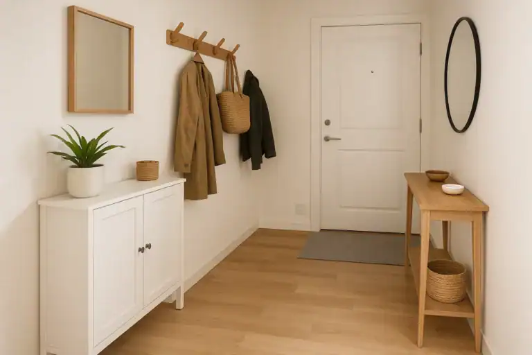 small entryway ideas for beginners in a compact apartment hallway
