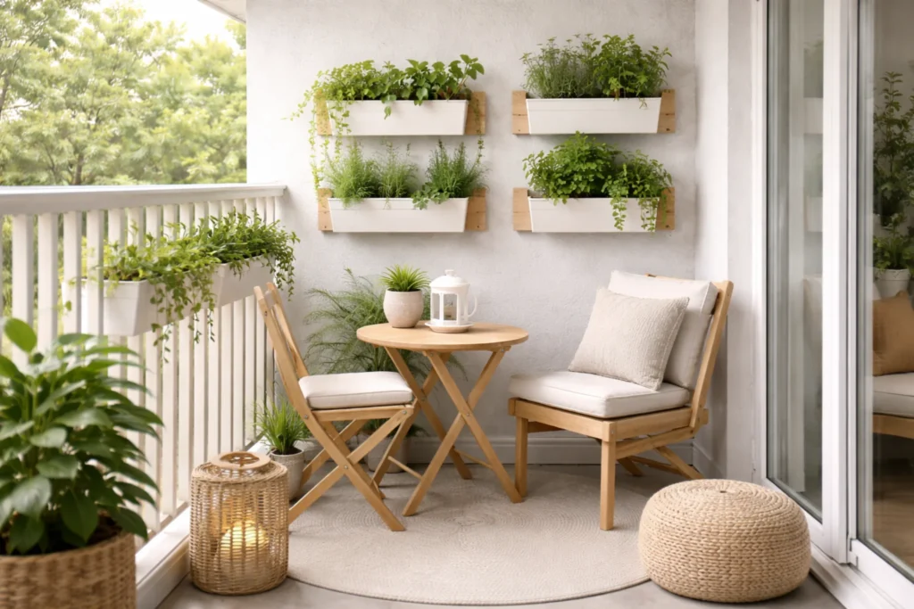 small balcony ideas using vertical planters