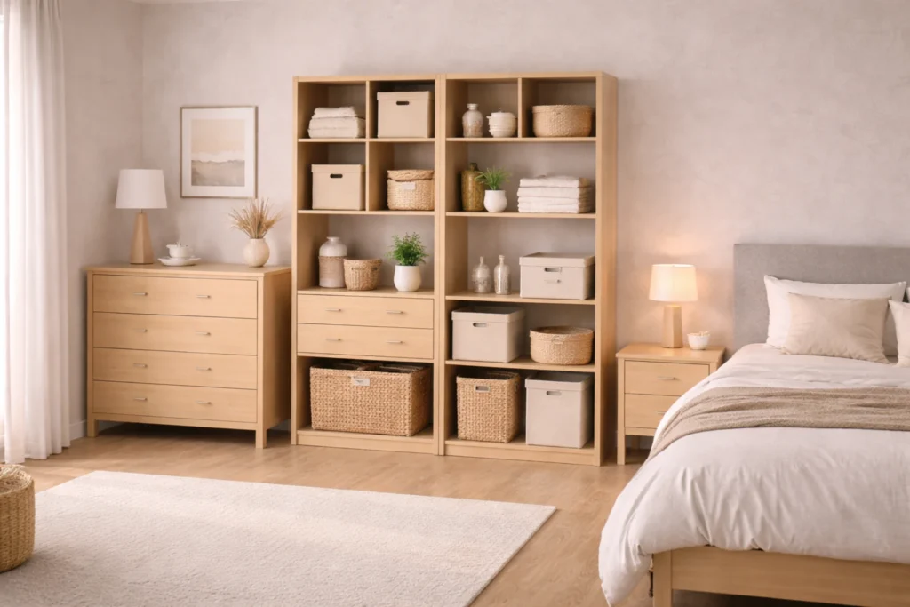 minimalist storage & organization for visual calm
