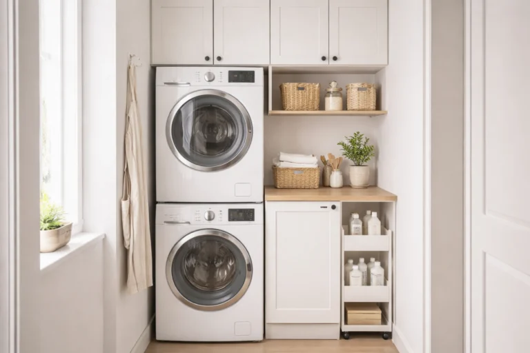 compact laundry room ideas for zoning in a small utility space