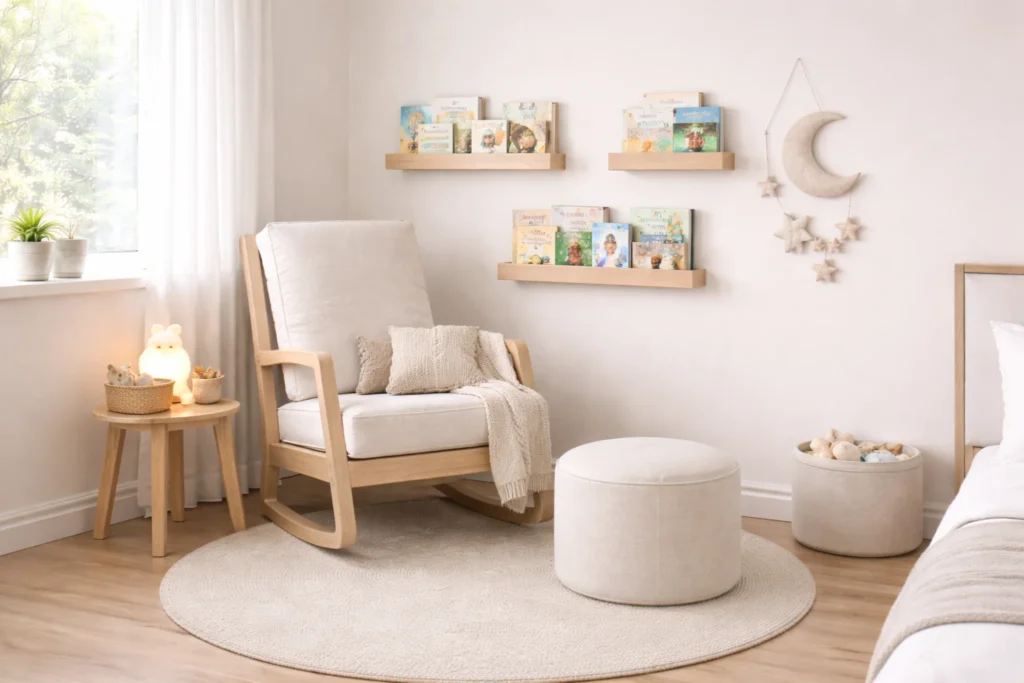 small nursery ideas with calm corner