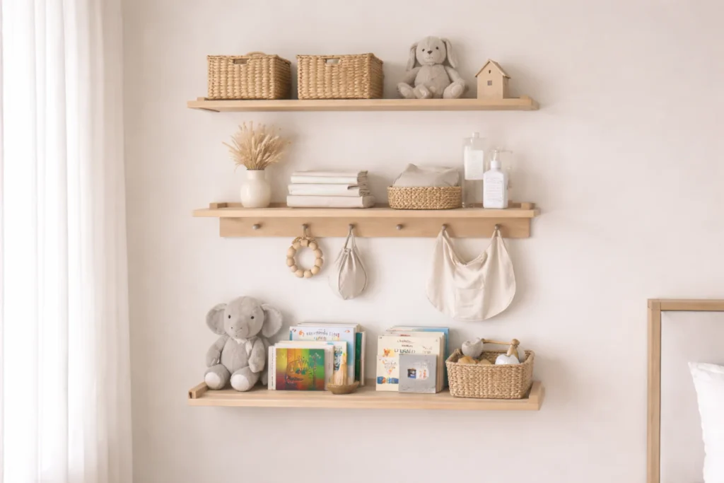 small nursery ideas using vertical storage