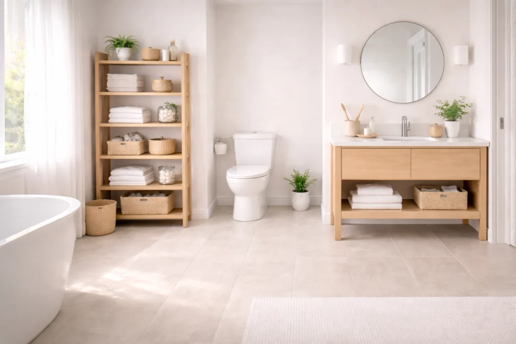 small bathroom layout ideas with open floor space