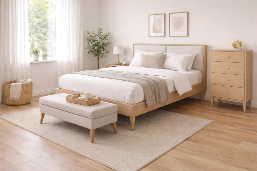 small bedroom furniture with light and airy design