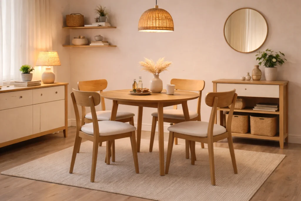 small dining room with warm lighting