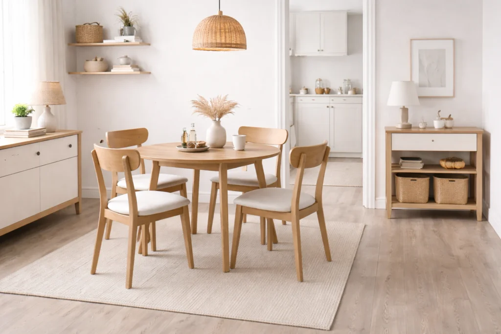 small dining room layout with clear walkways