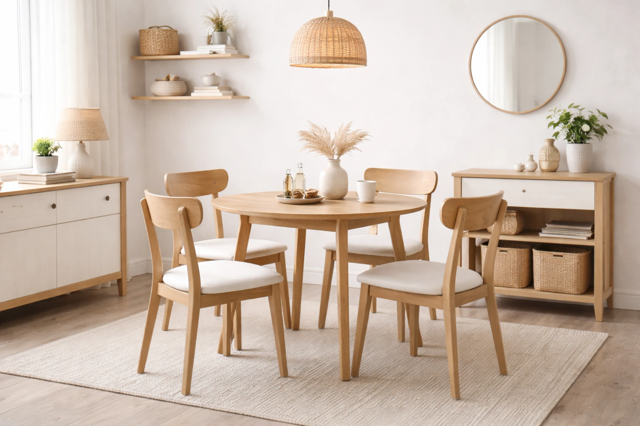 small dining room with compact dining table and chairs