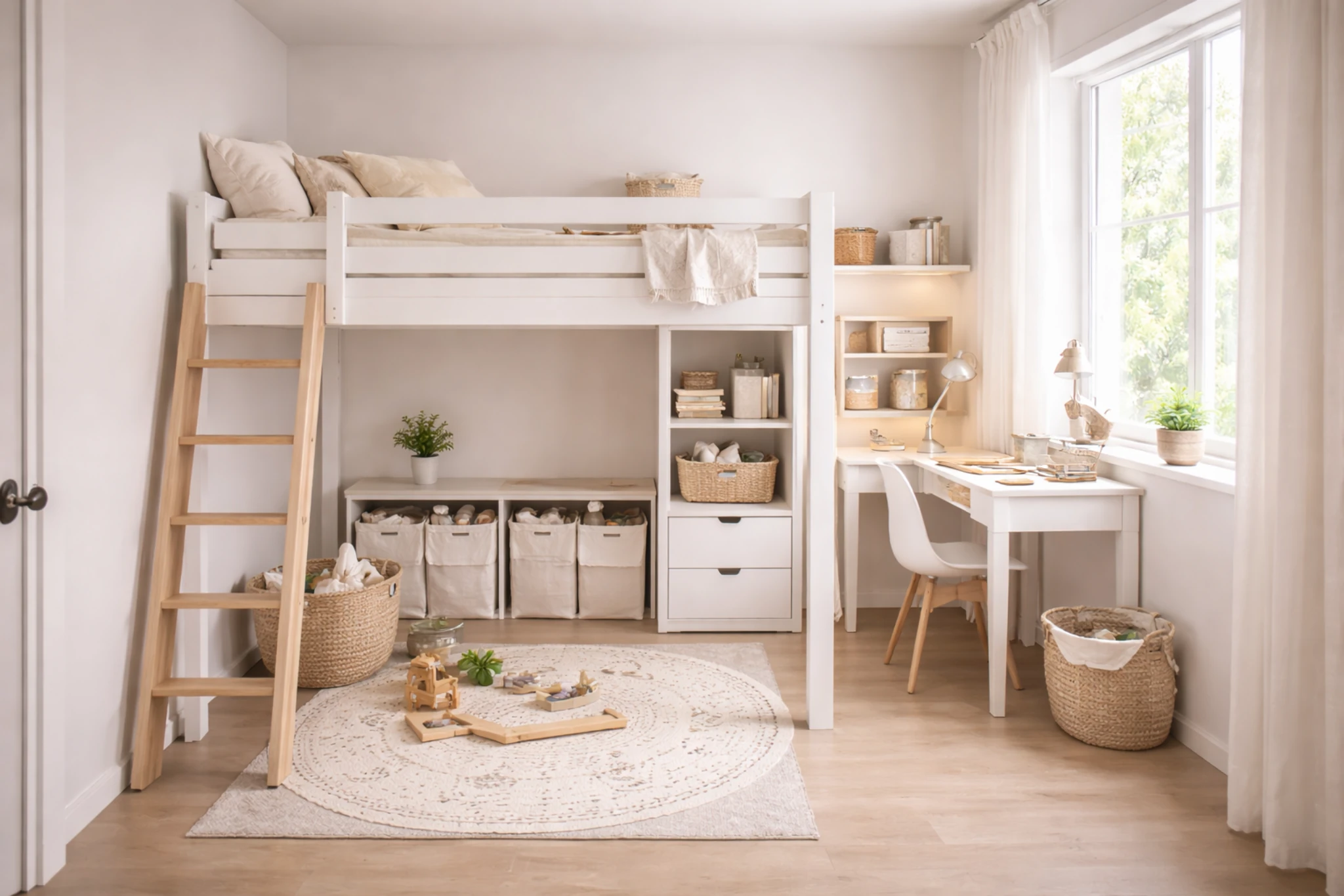 space saving kids bedroom ideas using simple room zoning