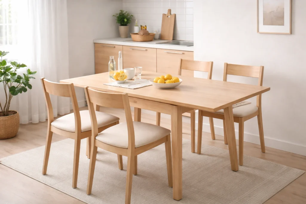 small kitchen furniture ideas with compact extendable dining table