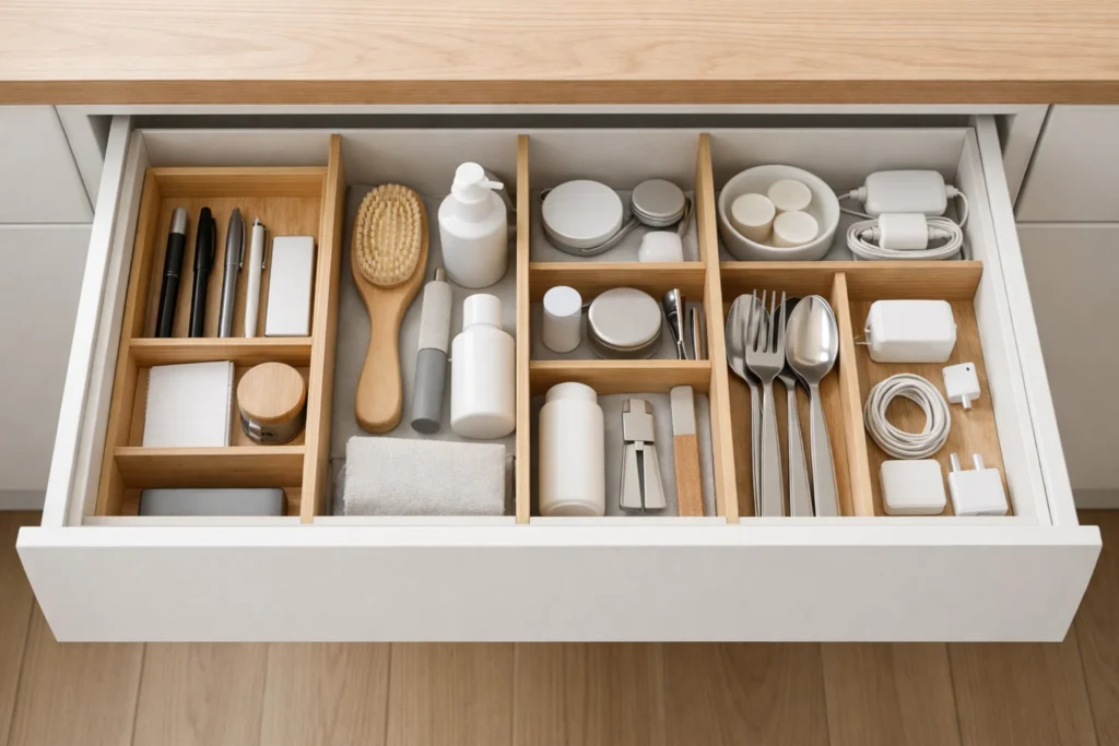 drawer organization system with clearly defined zones