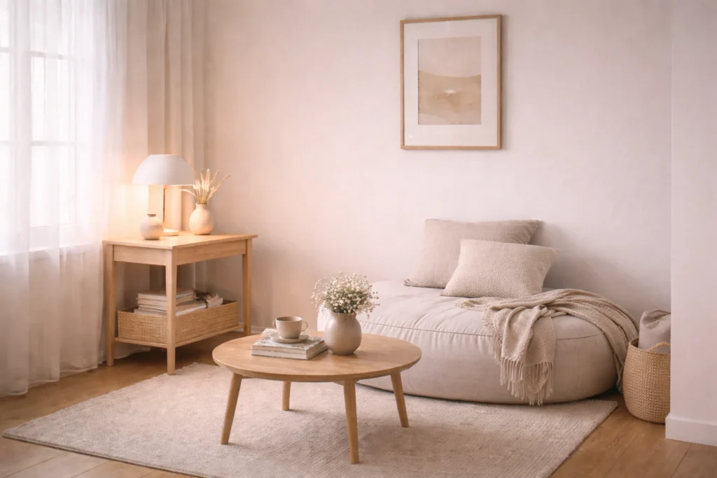 daily reset routine for small homes calm evening interior