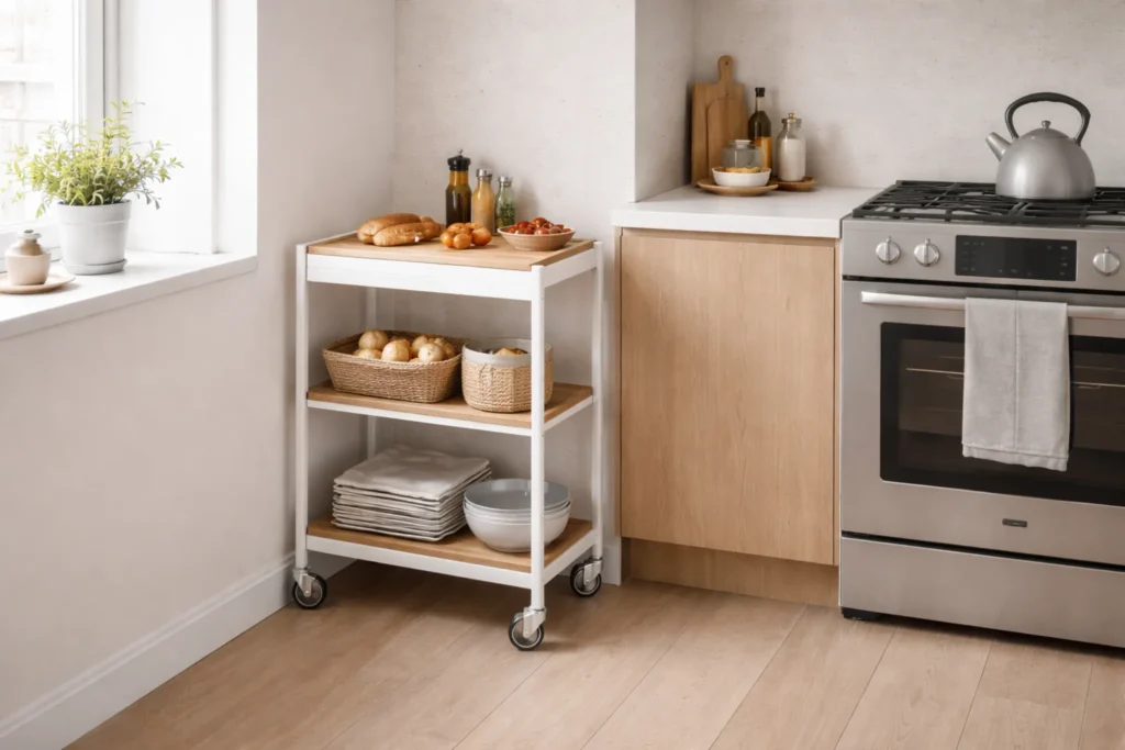 small kitchen layout ideas rolling cart flexible prep zone