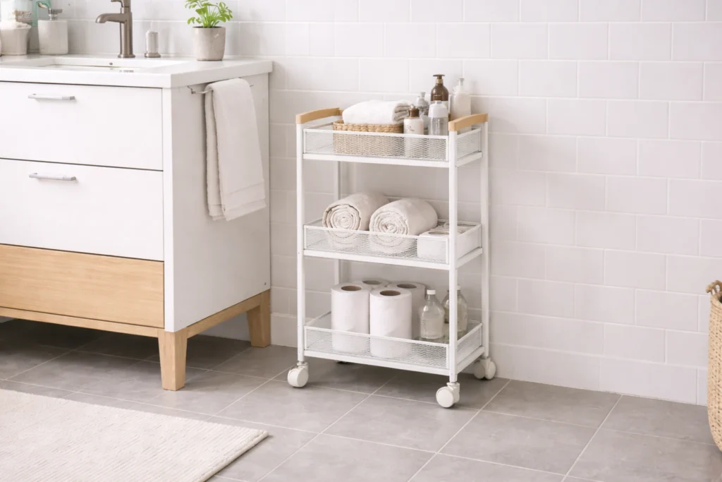 small bathroom furniture rolling cart storage