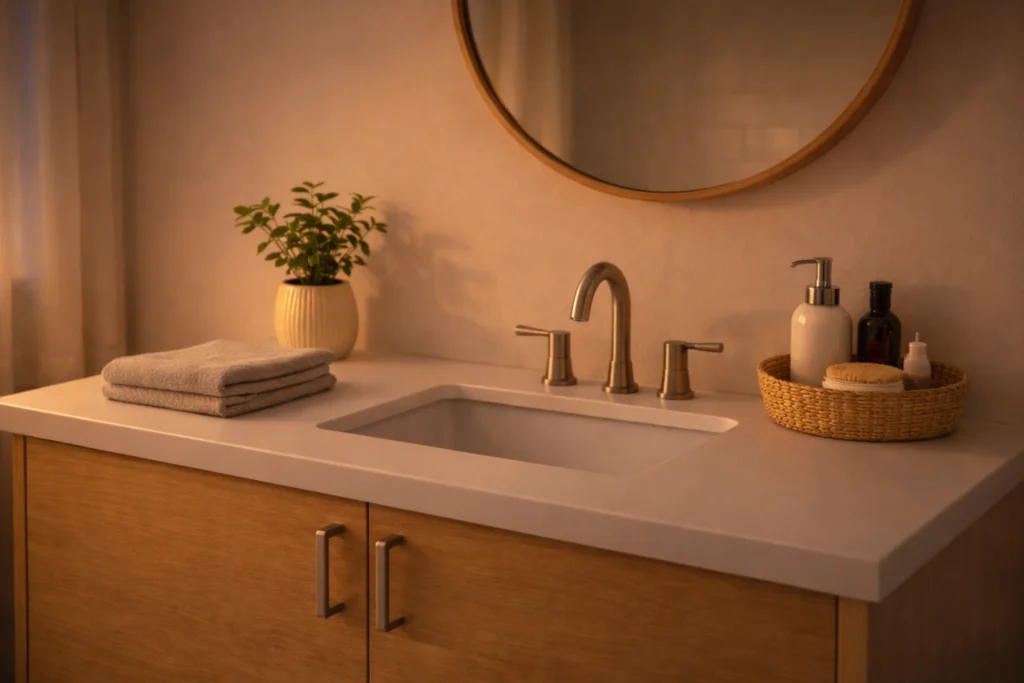 evening reset habits for small homes bathroom vanity reset