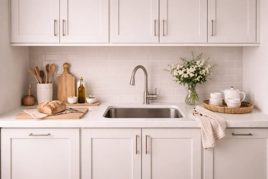 calm flow in small spaces kitchen reset surface