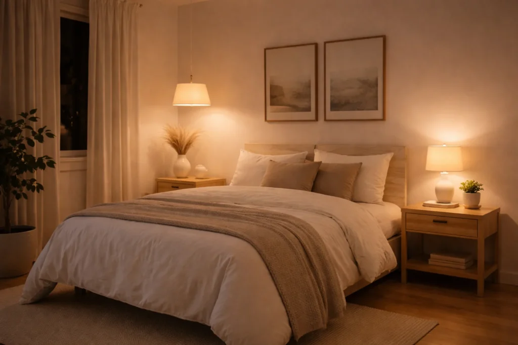 bedroom reset ideas for small spaces evening bedroom lighting