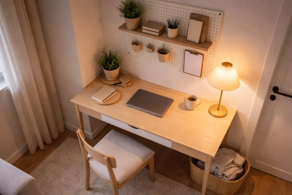 small home office zoning ideas with clean desk reset