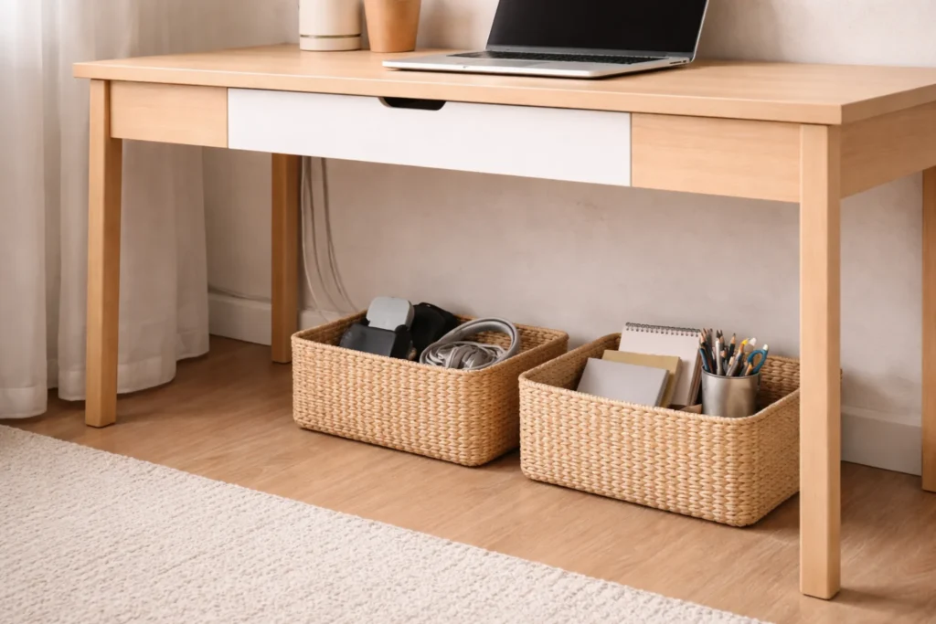 under-desk storage ideas for small spaces with zoned organization