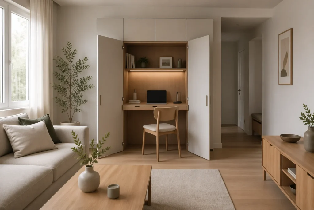hidden home office ideas for small spaces cabinet workspace setup