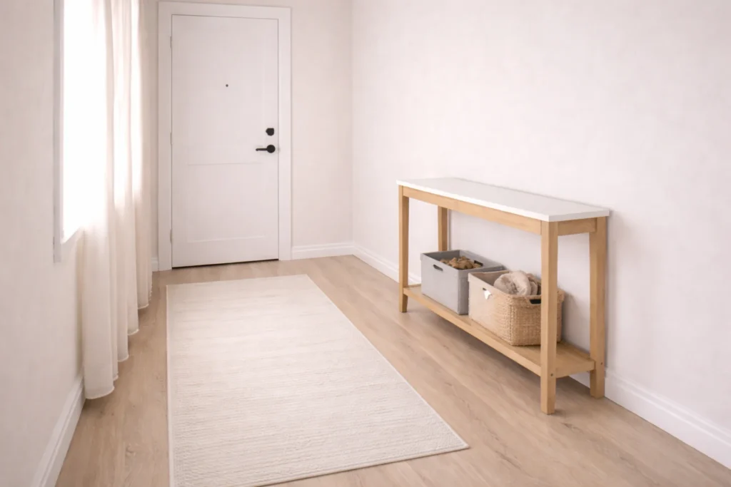 entryway layout ideas for small spaces calm minimal setup