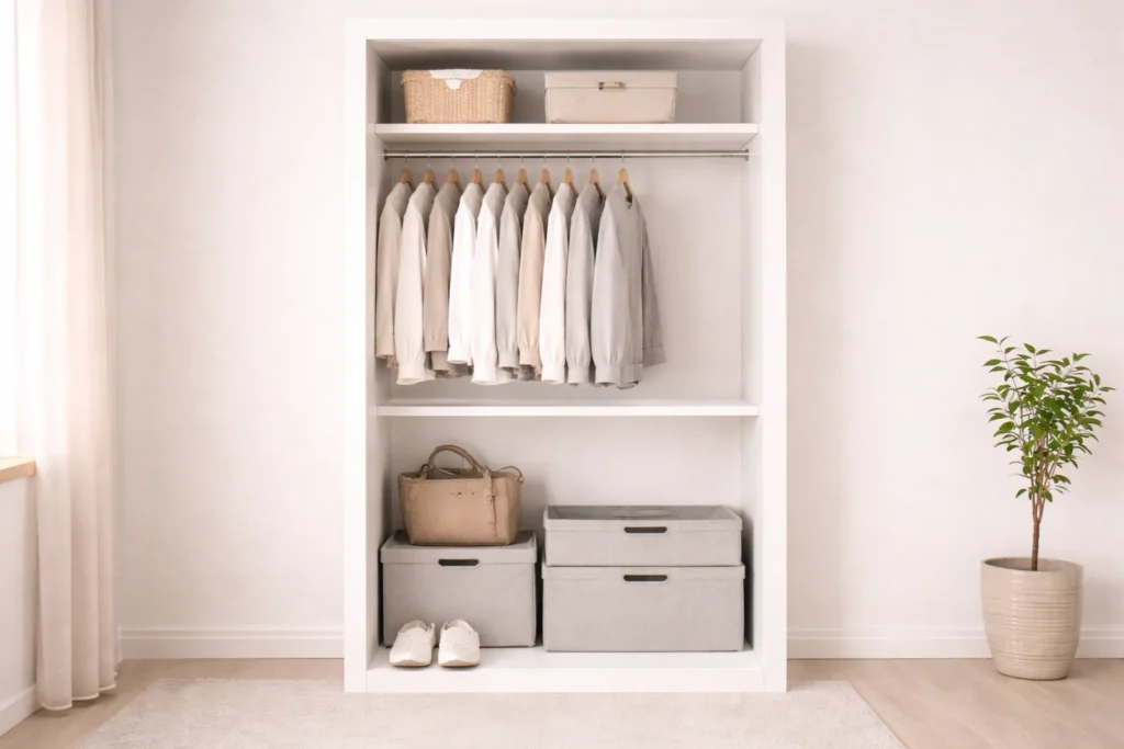 closet layout ideas for small wardrobes clean minimal setup