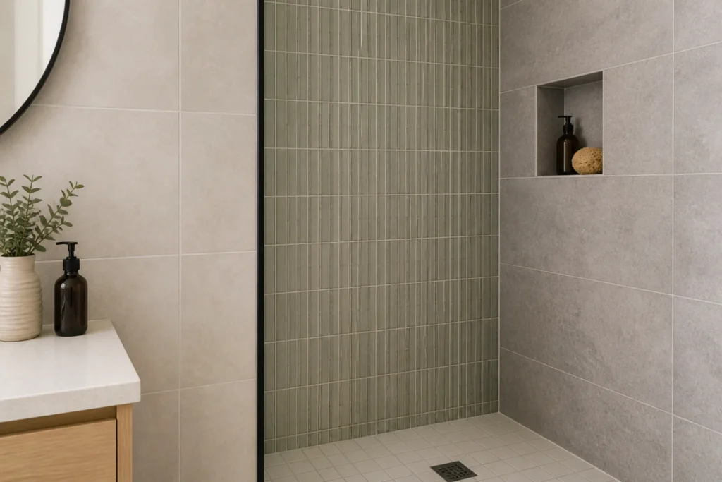 small bathroom zoning ideas tile material separation