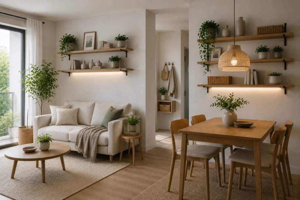 vertical storage systems for small apartments with cohesive organization