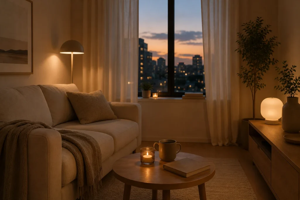 slow living rituals for small spaces with calming evening atmosphere