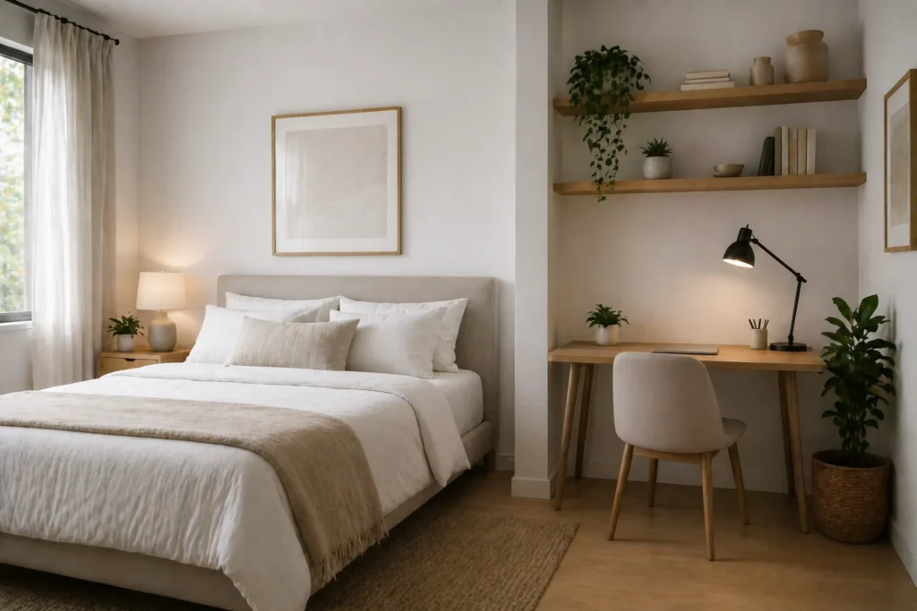 hidden bedroom zones for small spaces vertical storage zoning