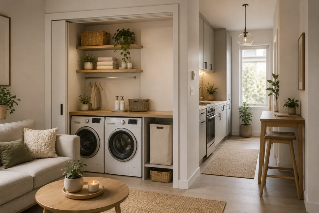 laundry zone ideas for small spaces integrated utility corner