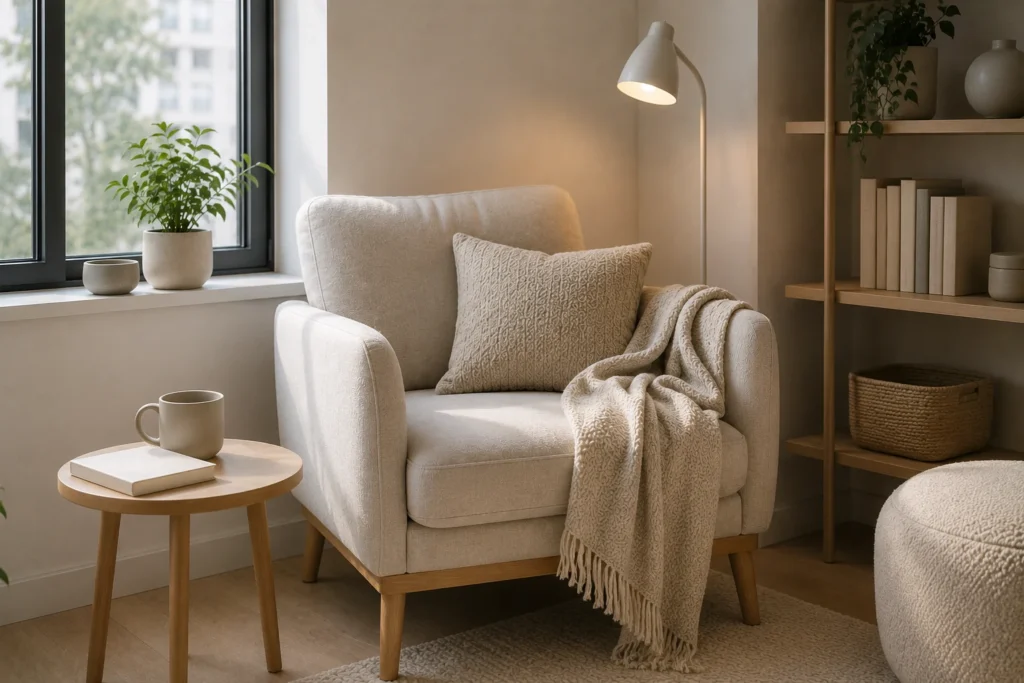 slow living rituals for small spaces with calm reading corner