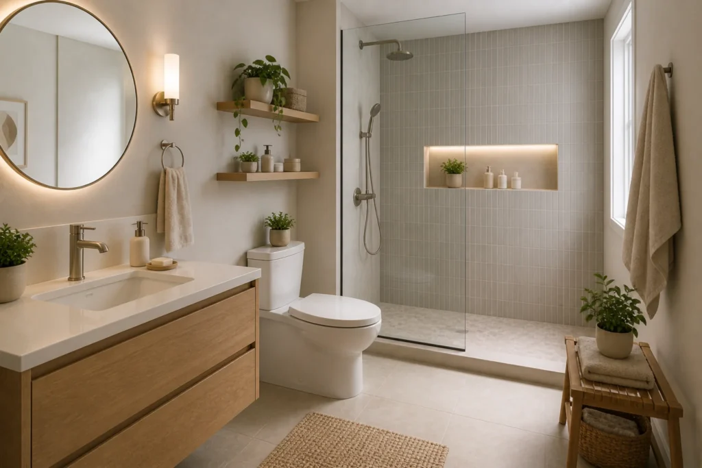 small bathroom zoning ideas cohesive minimal bathroom