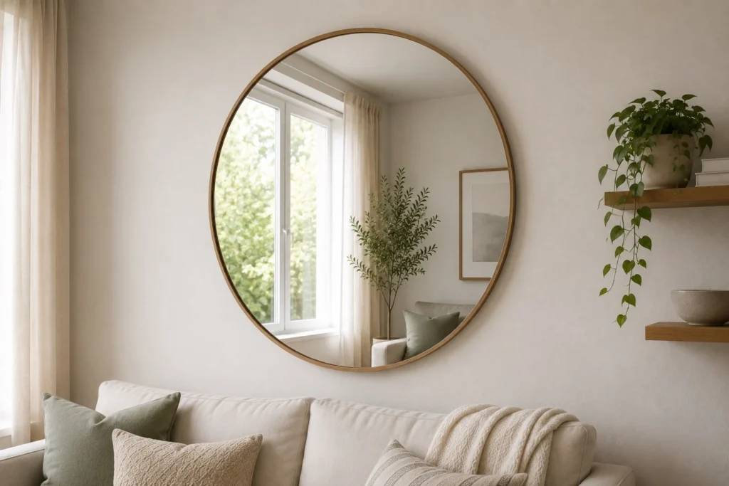 small living room wall decor ideas using mirrors to create depth