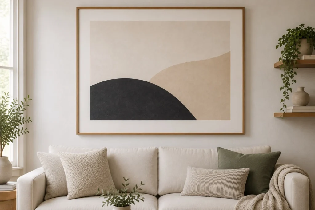small living room wall decor ideas using oversized artwork